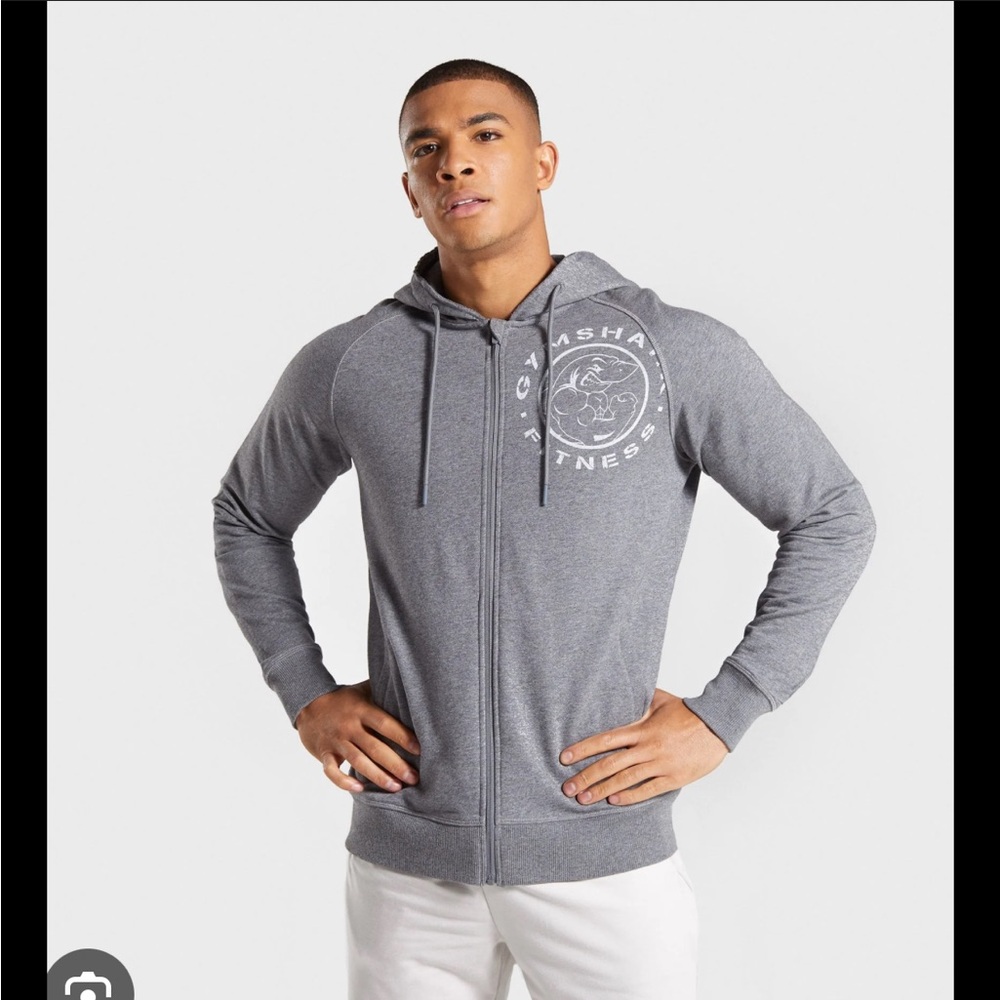 Gymshark Men's Legacy Charcoal Zip-Up Sweater